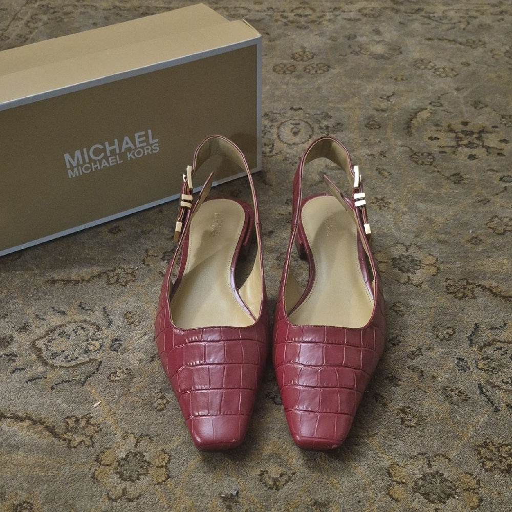 Michael Kors Burgundy Croc-Embossed Heels